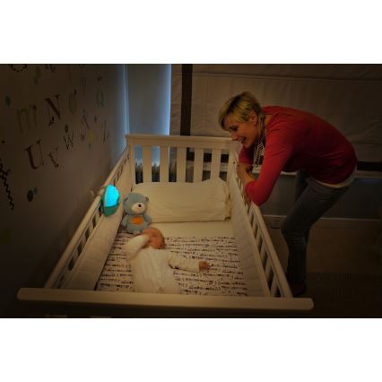 Infantino - Lámpara infantil pequeña con proyector 3xAA azul