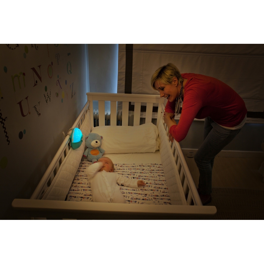 Infantino - Lámpara infantil pequeña con proyector 3xAA azul