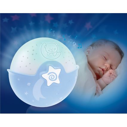Infantino - Lámpara infantil pequeña con proyector 3xAA azul