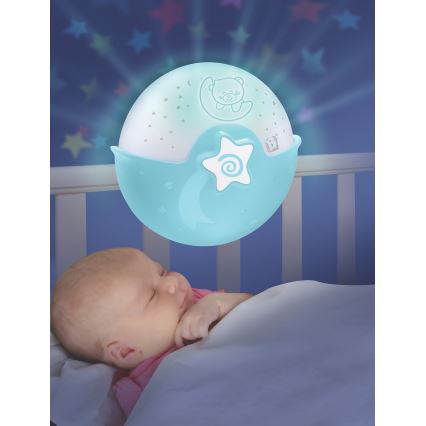 Infantino - Lámpara infantil pequeña con proyector 3xAA azul