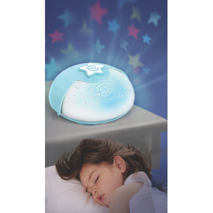 Infantino - Lámpara infantil pequeña con proyector 3xAA azul