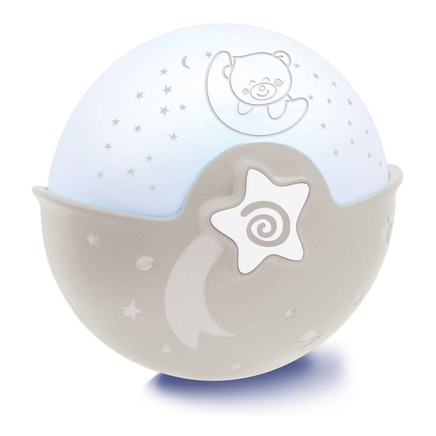 Infantino - Lámpara infantil pequeña con proyector 3xAA gris