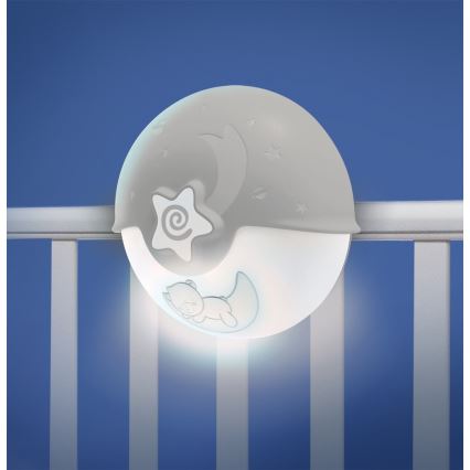 Infantino - Lámpara infantil pequeña con proyector 3xAA gris