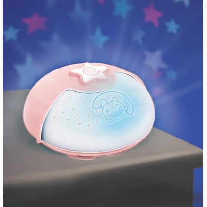 Infantino - Lámpara para bebés con proyector 3xAA rosa