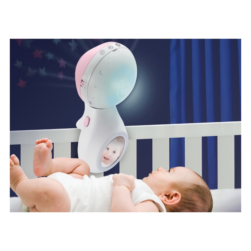 Infantino - Móvil de cuna con melodía y proyector 3en1 3xAAA rosa
