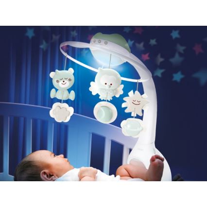 Infantino - Móvil de cuna con melodía y proyector 3en1 3xAAA verde