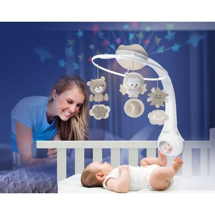 Infantino - Carrusel para cuna con melodía 3 en 1 3xAAA marrón