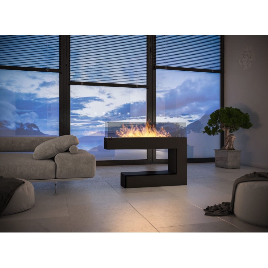 InFire - Chimenea BIO 110x92 cm 3kW negro