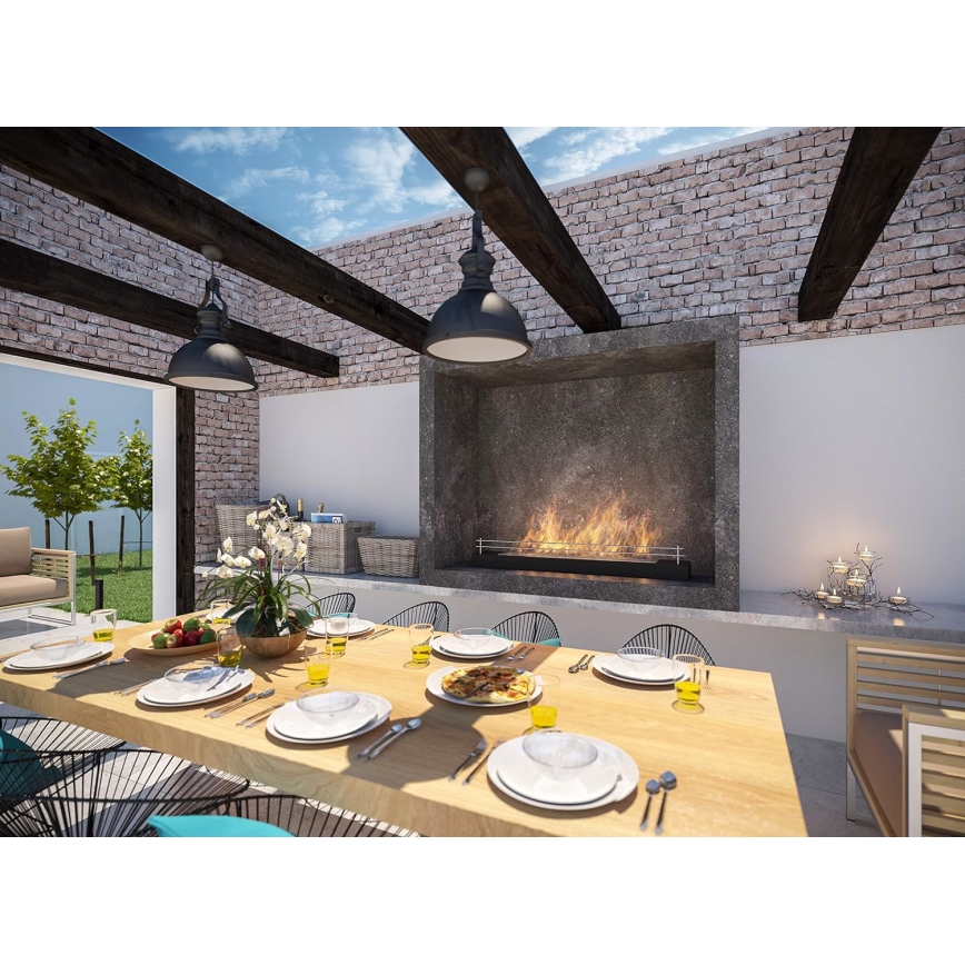 InFire - Chimenea BIO 8x120 cm 3kW negro