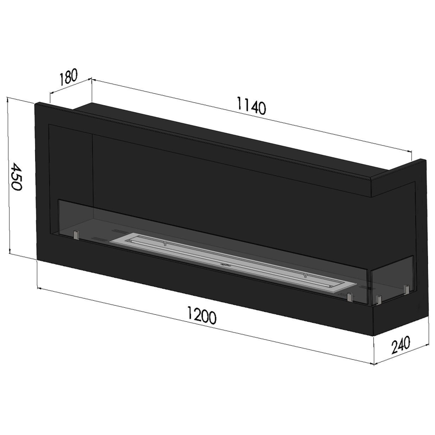 InFire - Chimenea BIO de esquina 45x120 cm 3kW negro
