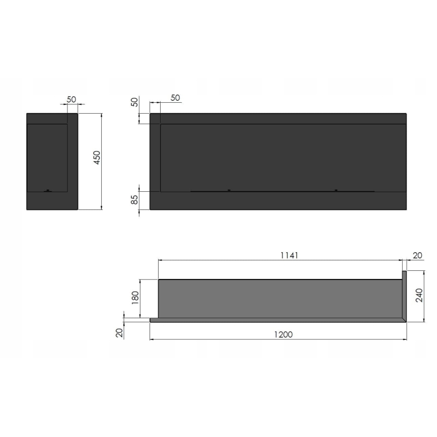 InFire - Chimenea BIO de esquina 45x120 cm 3kW negro