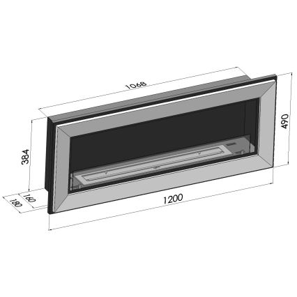 InFire - Chimenea BIO empotrable 49x120 cm 3kW negro