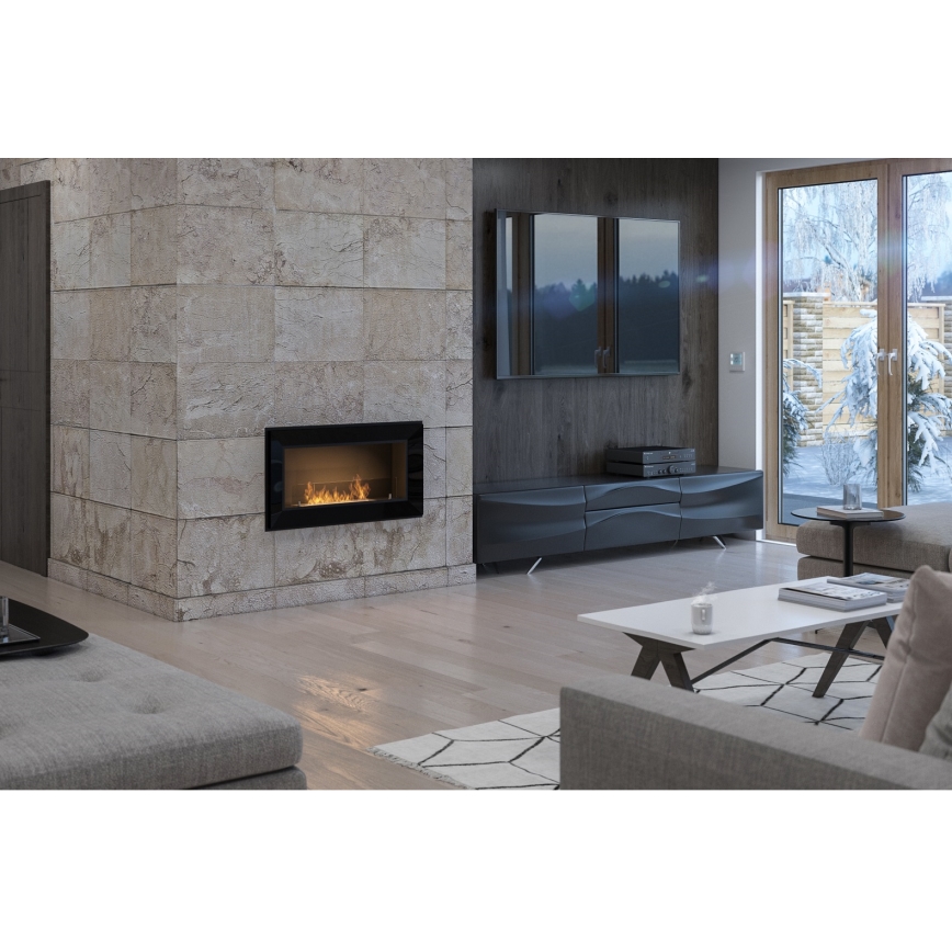 InFire - Chimenea BIO empotrable 49x90 cm 3kW negro