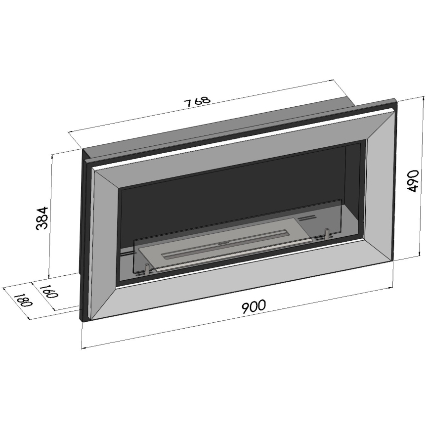 InFire - Chimenea BIO empotrable 49x90 cm 3kW negro
