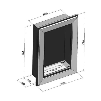InFire - Chimenea BIO empotrable 79x55 cm 3kW negro