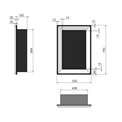 InFire - Chimenea BIO empotrable 79x55 cm 3kW negro