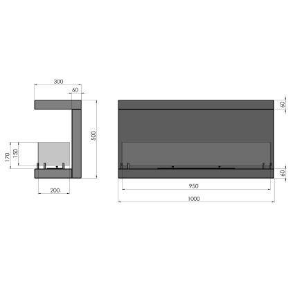 InFire - Chimenea BIO empotrada 100x50 cm 3kW negro