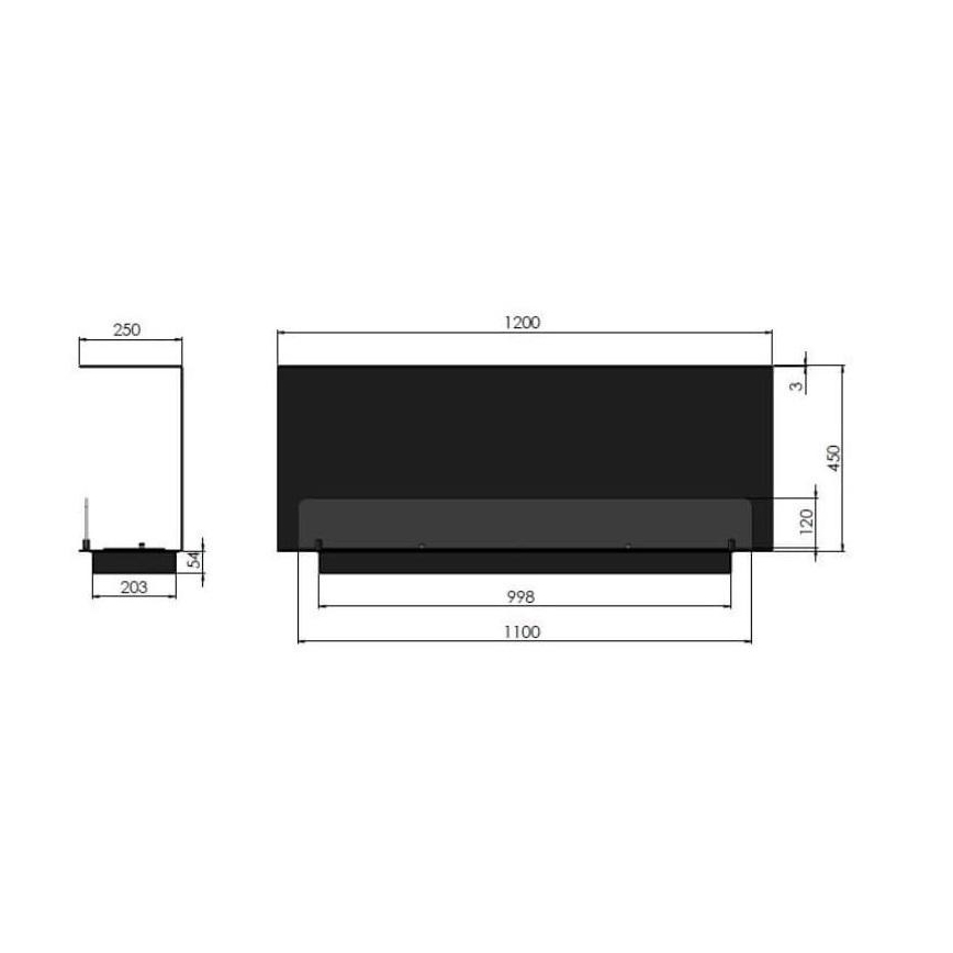 InFire - Chimenea BIO empotrada 120x45 cm 3kW negro
