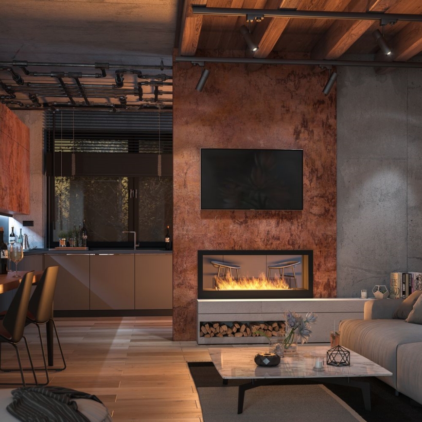 InFire - Chimenea BIO empotrada 120x50 cm 3kW bifacial