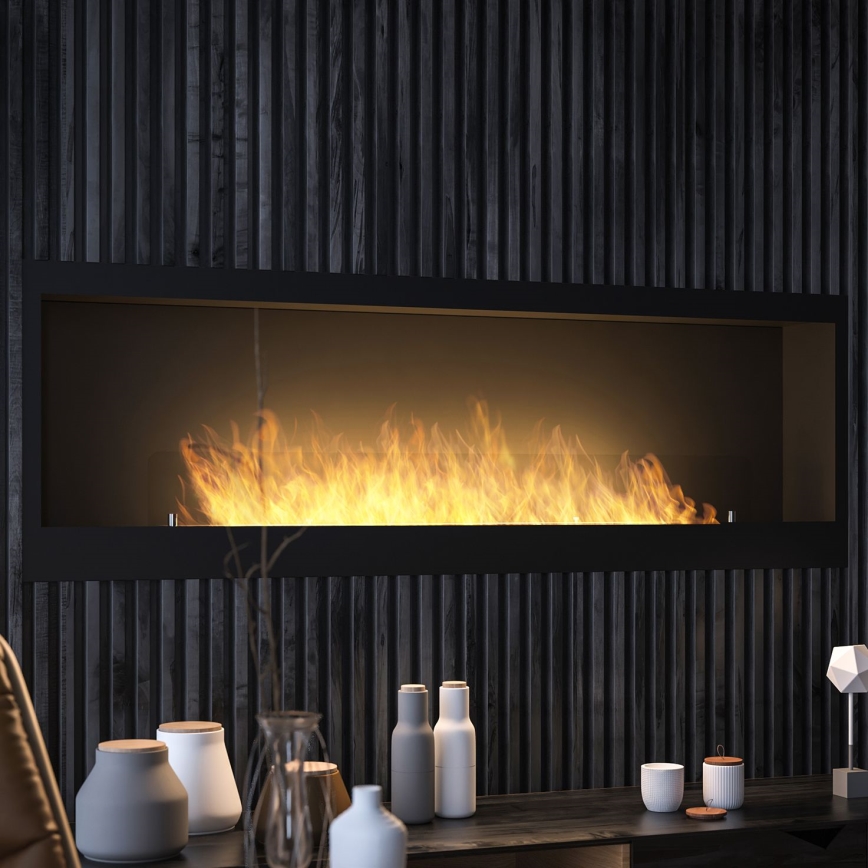 InFire - Chimenea BIO empotrada 150x50 cm 4,2kW negro