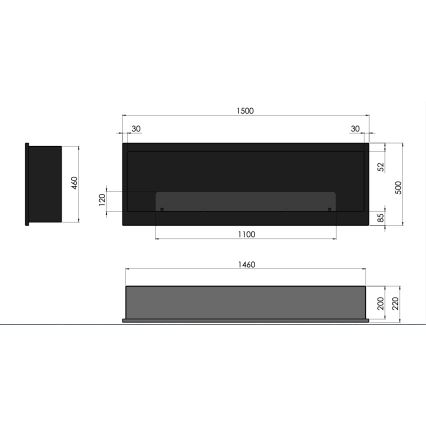 InFire - Chimenea BIO empotrada 150x50 cm 4,2kW negro
