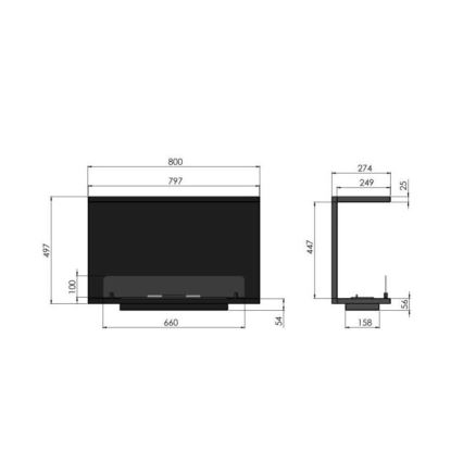 InFire - Chimenea BIO empotrada 80x45 cm 3kW negro