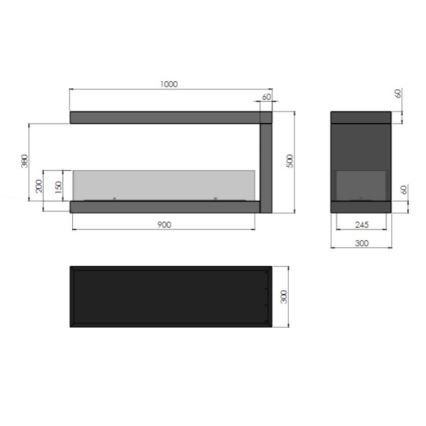 InFire - Chimenea de esquina BIO 100x50 cm 3kW bifacial