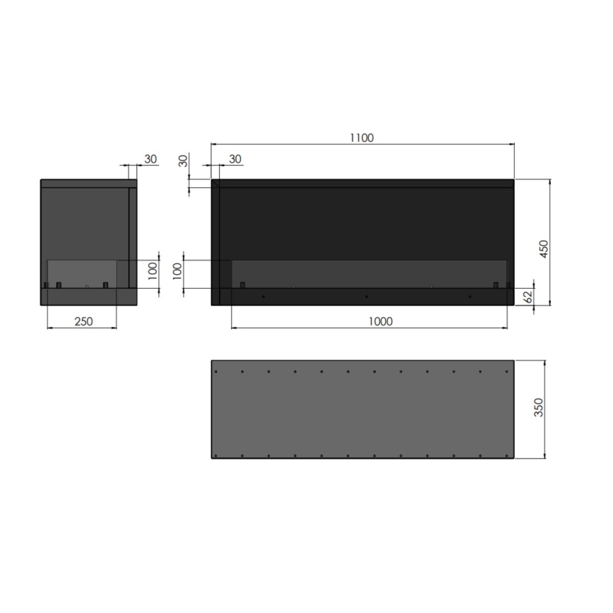 InFire - Chimenea de esquina BIO 110x45 cm 3kW negro