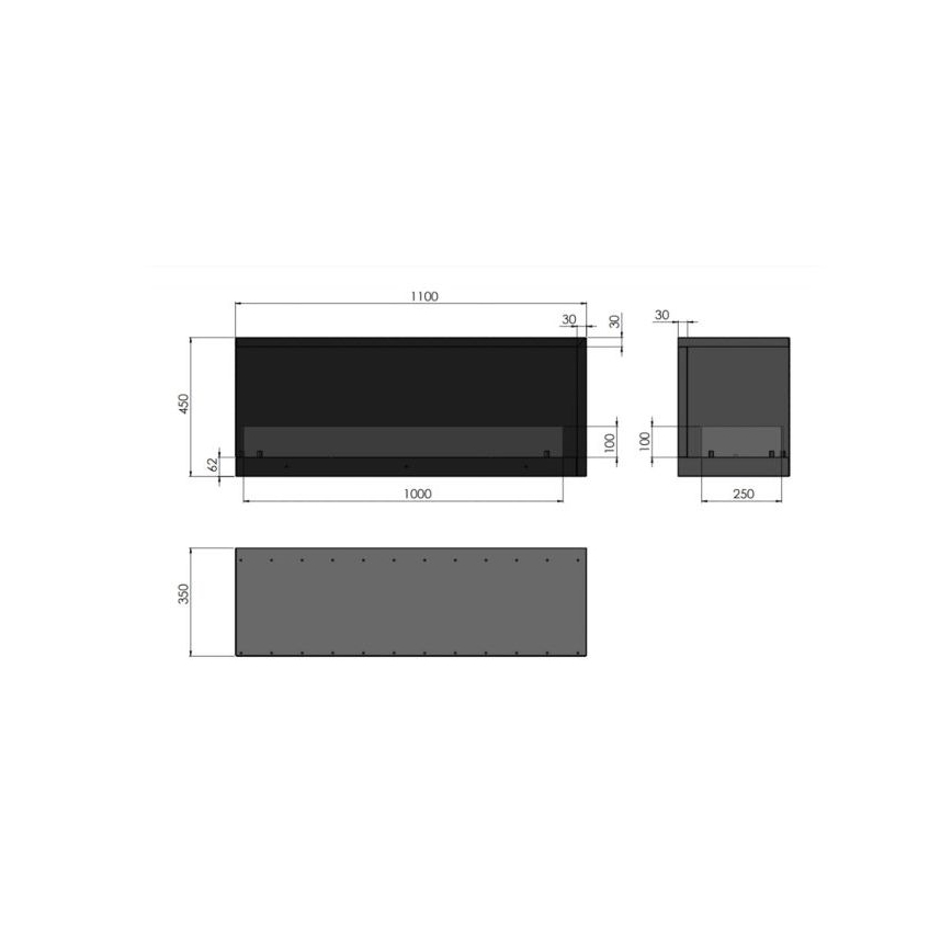 InFire - Chimenea de esquina BIO 110x45 cm 3kW negro