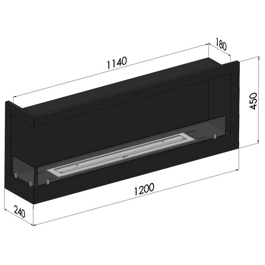 InFire - Chimenea de esquina BIO 45x120 cm 3kW negro