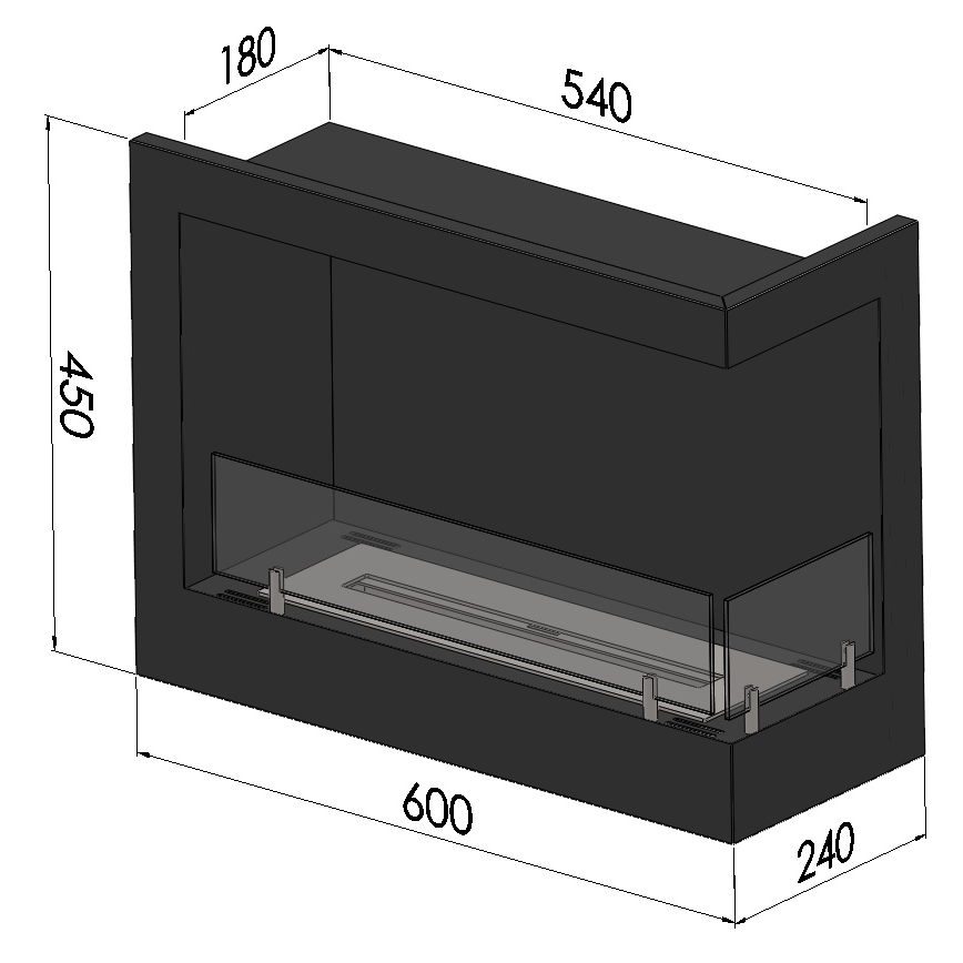 InFire - Chimenea de esquina BIO 45x60 cm 3kW negro
