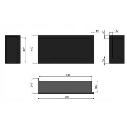 InFire - Chimenea de esquina BIO 45x90 cm 3kW negro