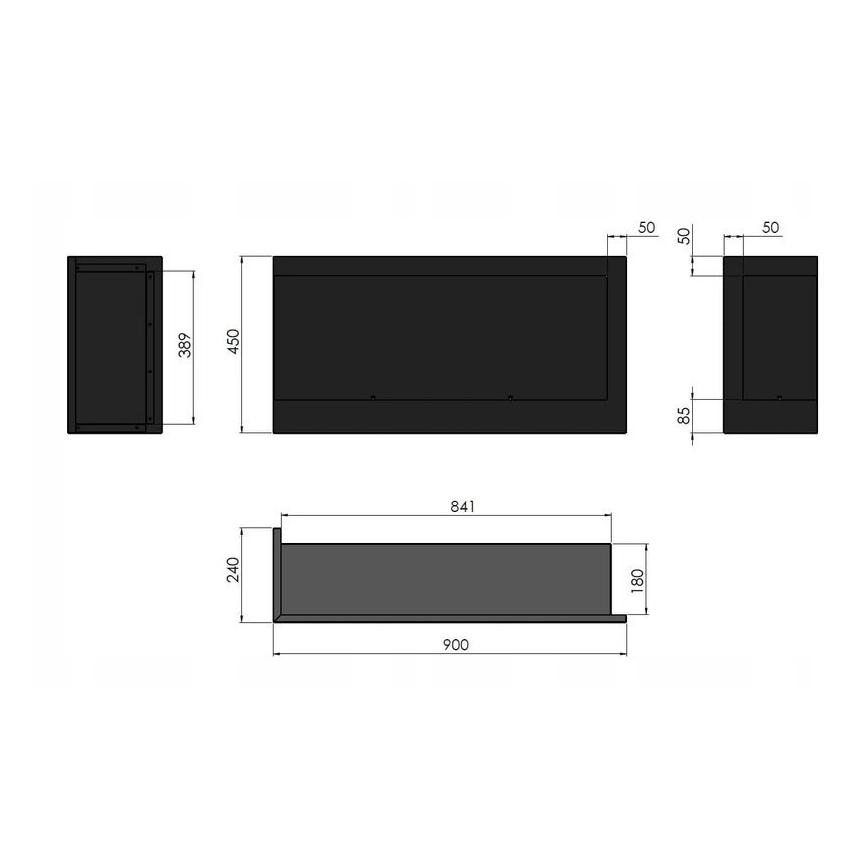 InFire - Chimenea de esquina BIO 45x90 cm 3kW negro