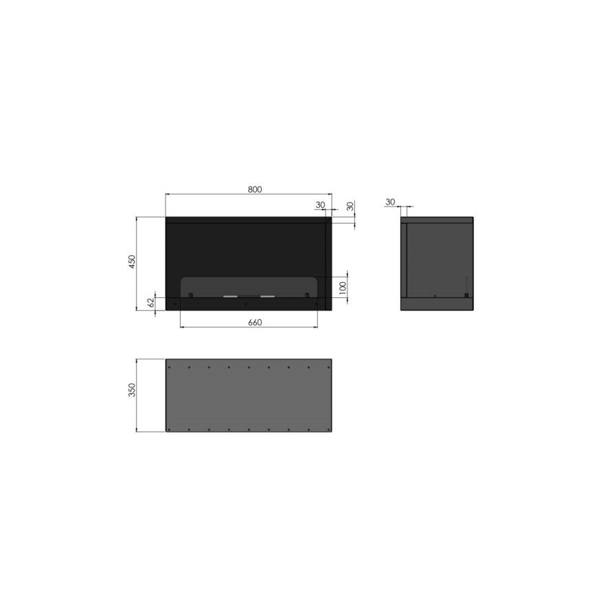 InFire - Chimenea de esquina BIO 80x45 cm 3kW negro