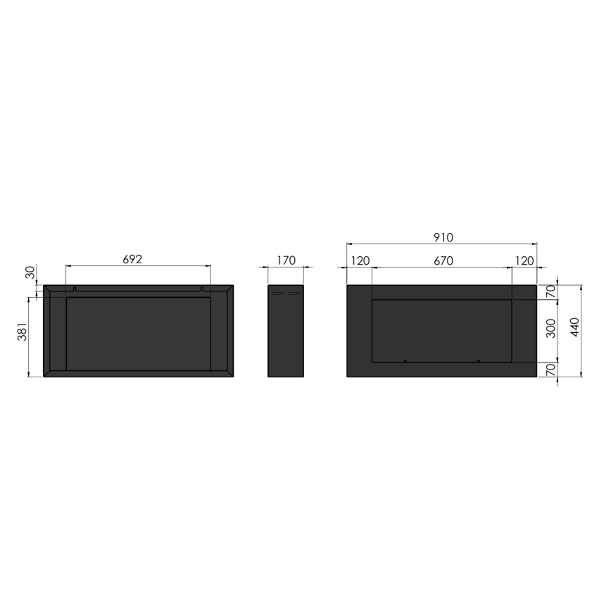 InFire - Chimenea de pared BIO 44x91 cm 3kW negro