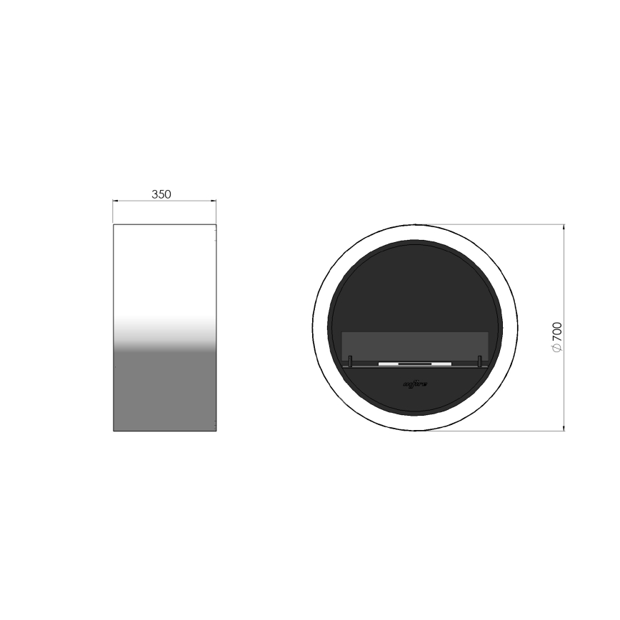 InFire - Chimenea de pared BIO d. 70 cm 3kW blanco