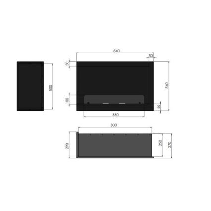 InFire - Chimenea esquinera BIO 84x54 cm 3kW negro