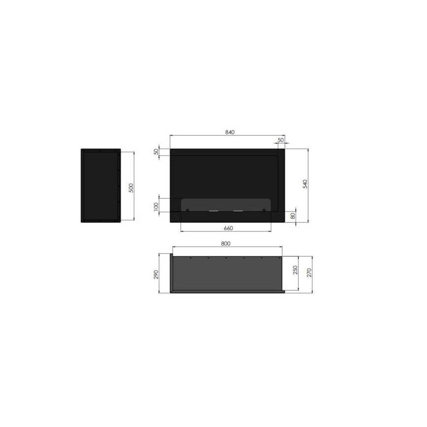 InFire - Chimenea esquinera BIO 84x54 cm 3kW negro