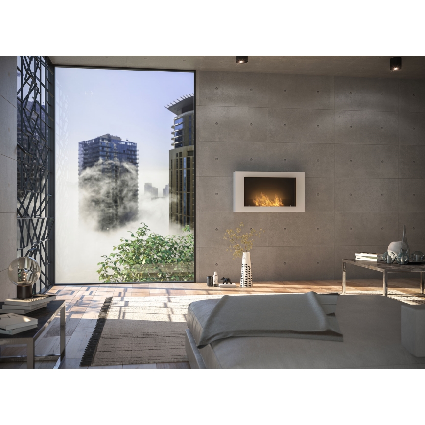 InFire - Chimenea mural BIO 100x56 cm 3kW blanco