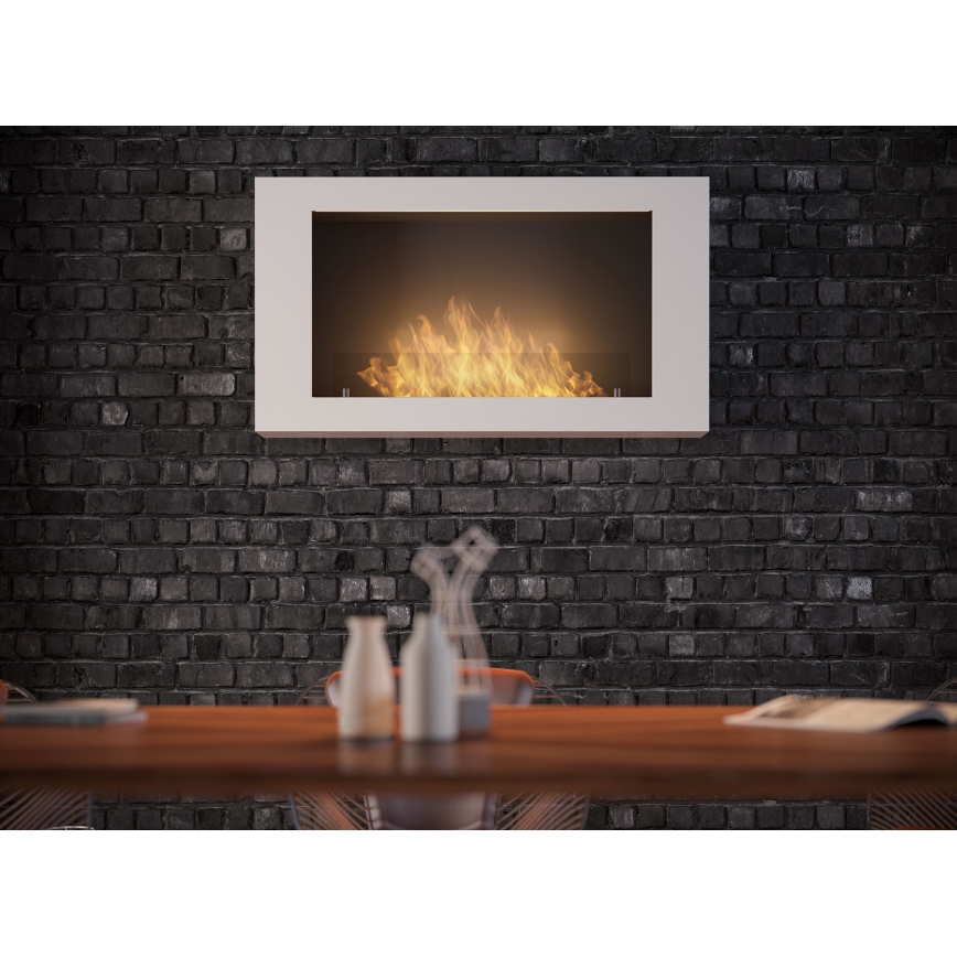 InFire - Chimenea mural BIO 100x56 cm 3kW blanco