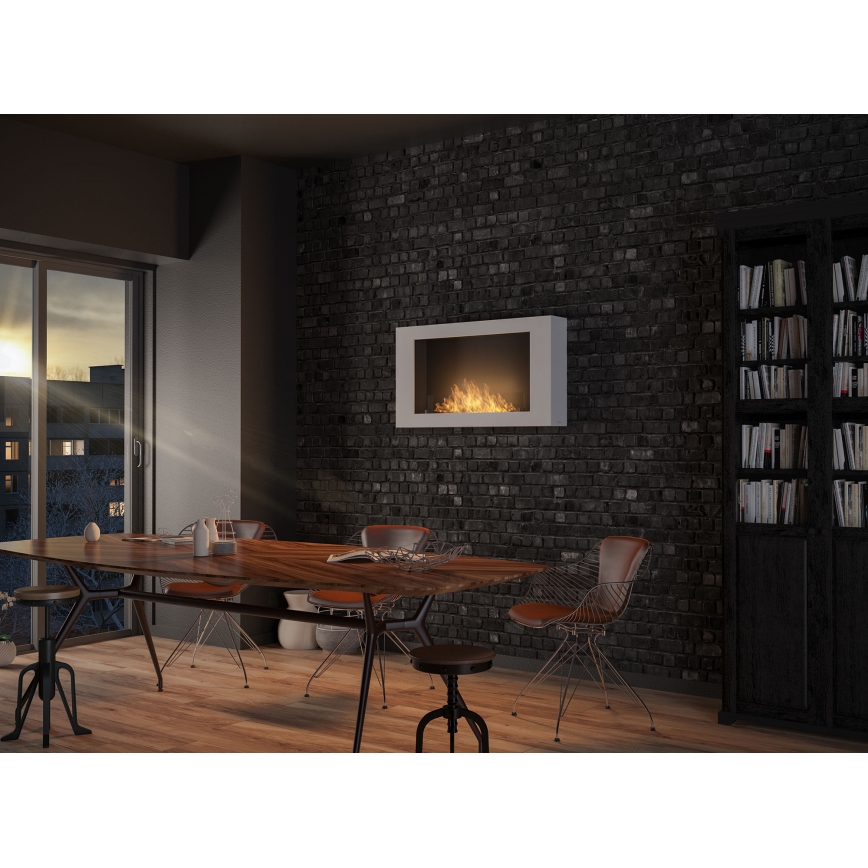 InFire - Chimenea mural BIO 100x56 cm 3kW blanco