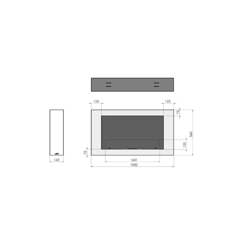 InFire - Chimenea mural BIO 100x56 cm 3kW blanco