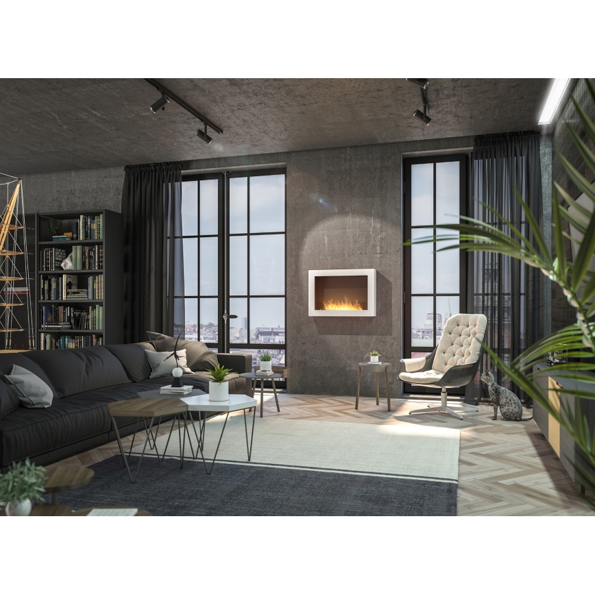 InFire - Chimenea mural BIO 80x56 cm 3kW blanco