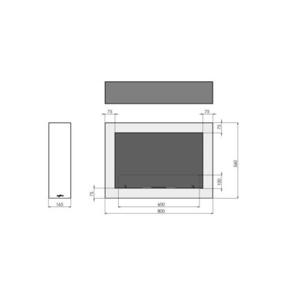 InFire - Chimenea mural BIO 80x56 cm 3kW blanco