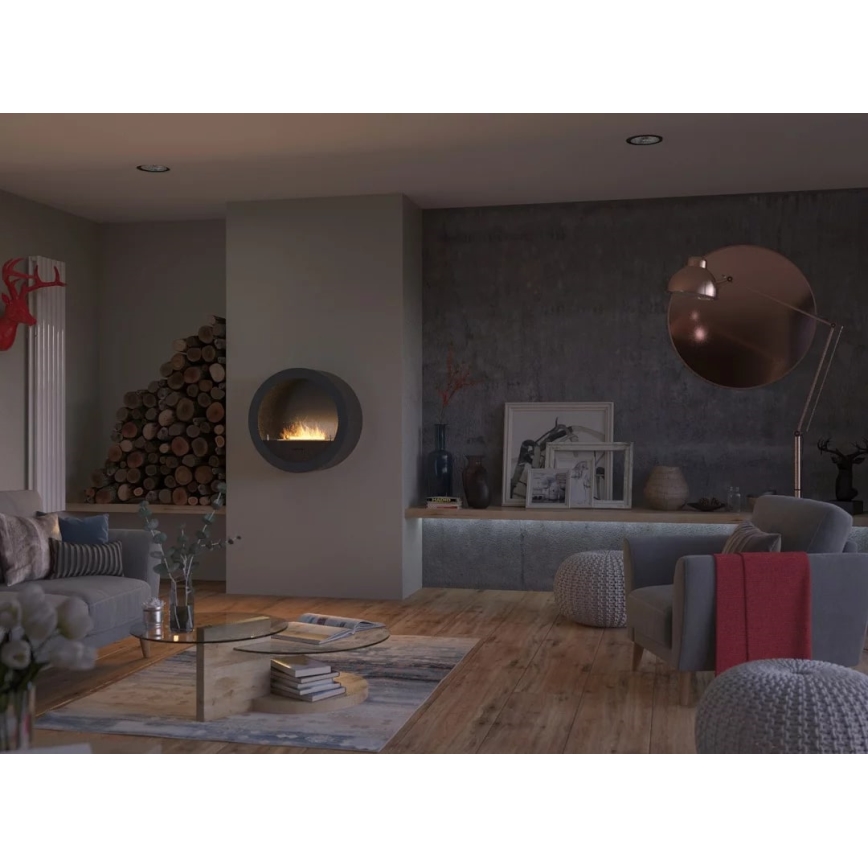 InFire - Chimenea mural BIO d. 70 cm 3kW negro