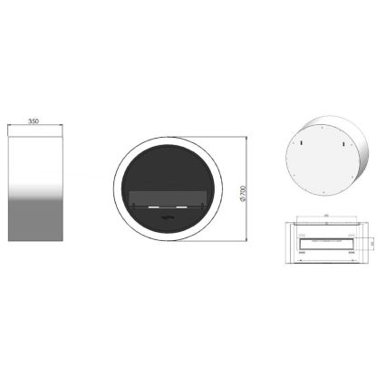 InFire - Chimenea mural BIO d. 70 cm 3kW negro