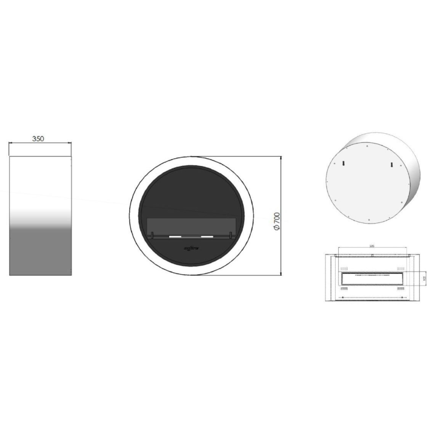 InFire - Chimenea mural BIO d. 70 cm 3kW negro