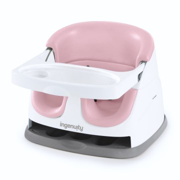 Ingenuity - Asiento elevador 2 en 1 para silla de comedor BABY BASE rosa