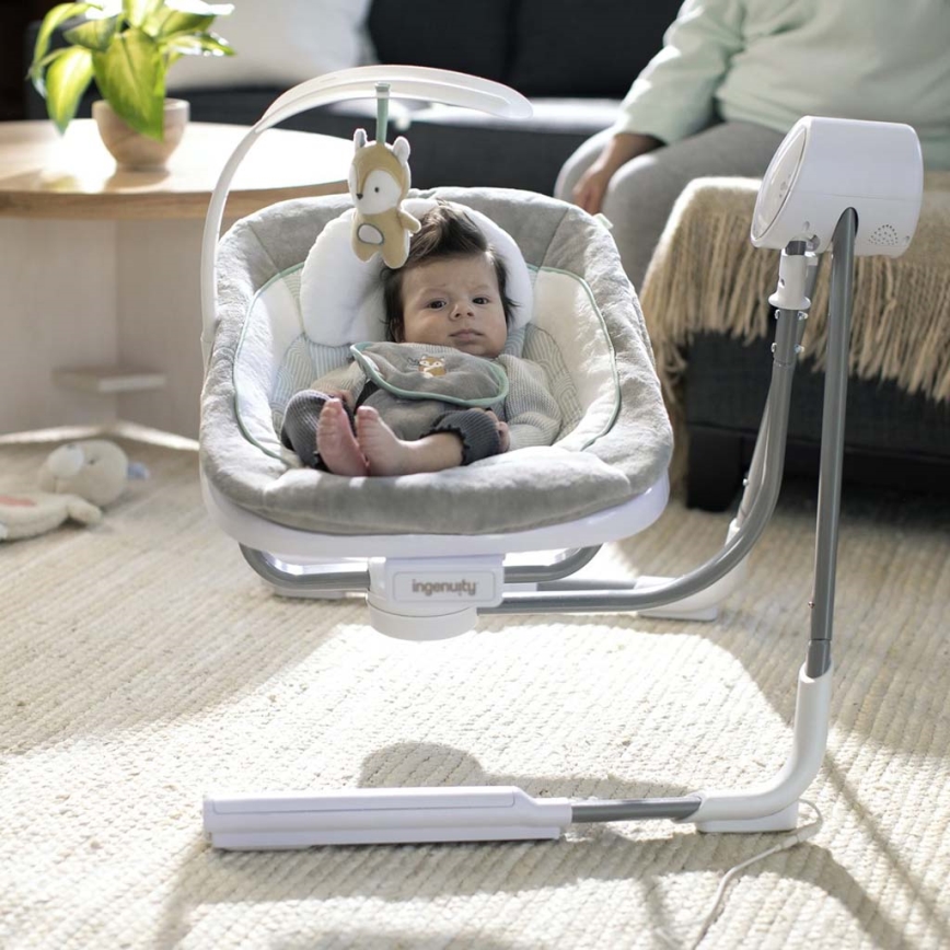 Ingenuity - Columpio vibrador para bebés con melodía ANYWAY SWAY RAY 4xLR14