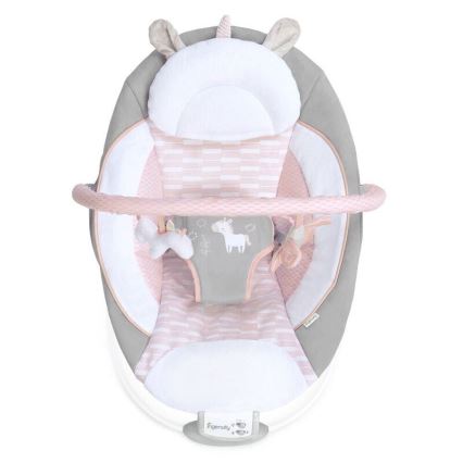 Ingenuity - Tumbona vibradora para bebés con melodía FLORA THE UNICORN 3xC